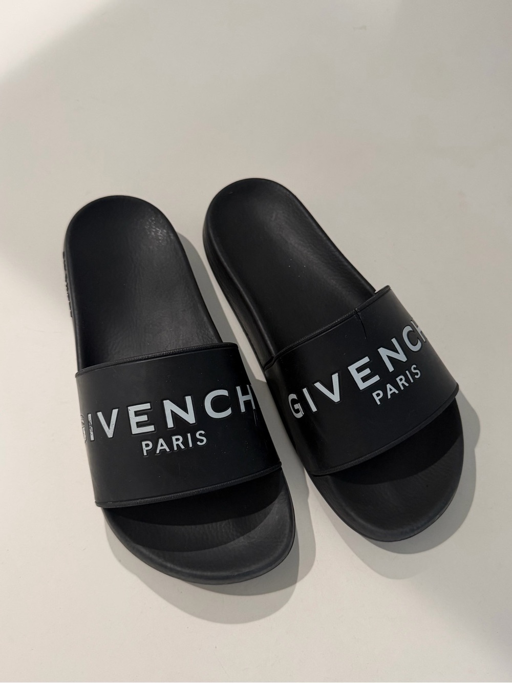 Givenchy Black Slide Sandals with White Logo